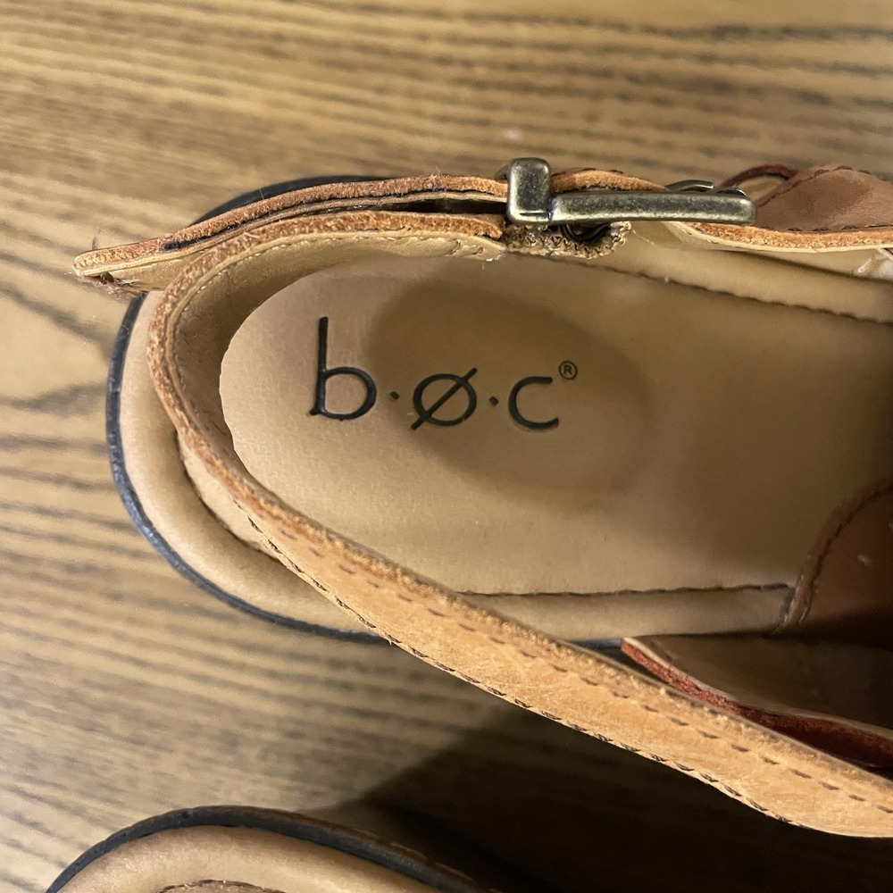 B.O.C. Red Suede Mules with Brown Wedge - Picture 11 of 12